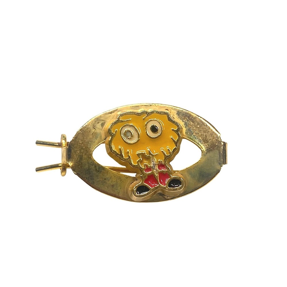 Vintage McDonald's Signed Yellow Monster Character‎ Gold Tone Tie Bar Clip